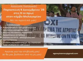 Αφίσα - Όλος ο αγροτικός κόσμος στον κόμβο Μαλαγαρίου την Παρασκευή 5/12